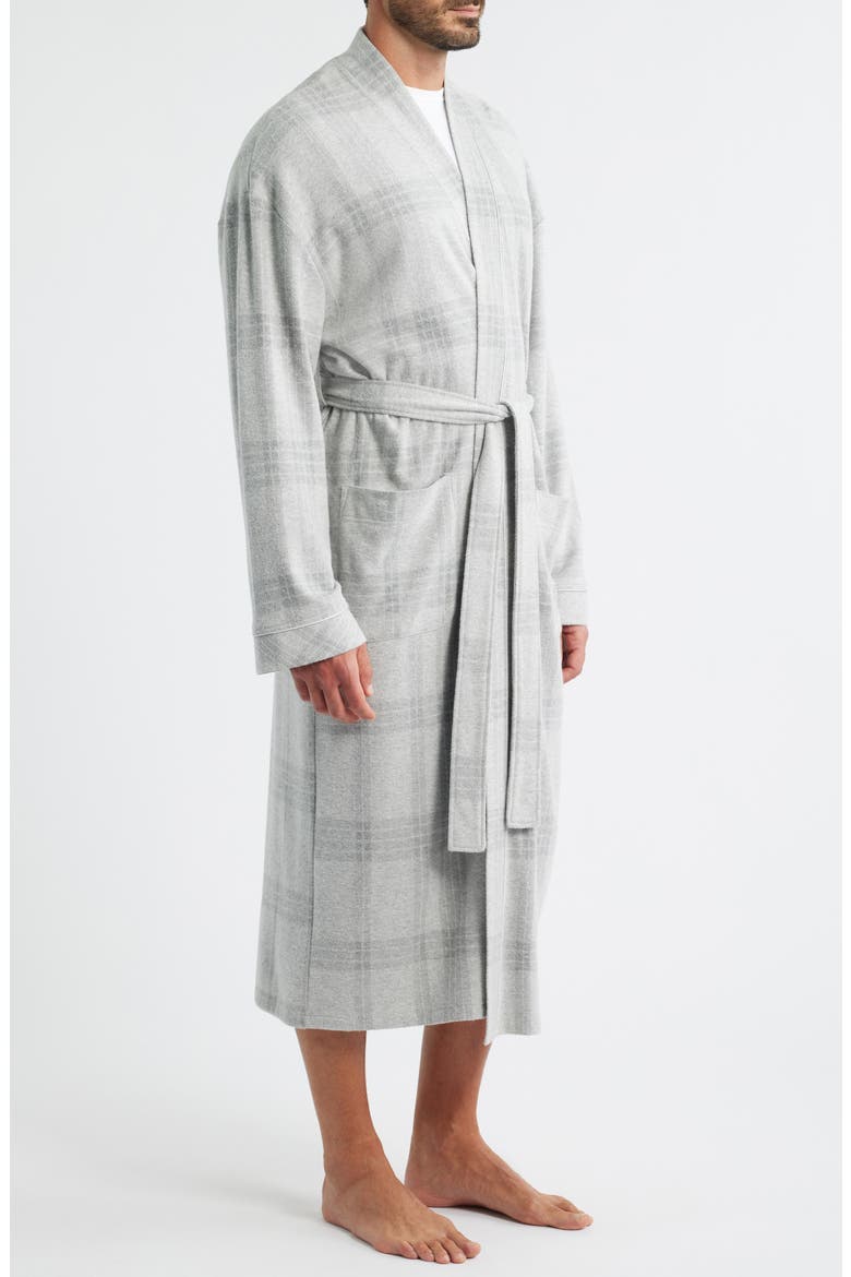 Frosted Windows Plaid Cotton Blend Flannel Robe, Alternate, color, GREY