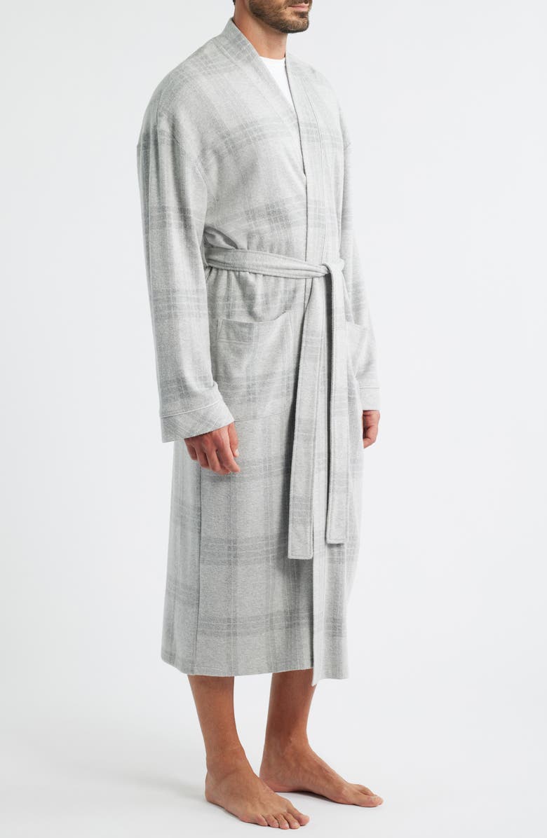 Majestic International Frosted Windows Plaid Cotton Blend Flannel Robe, Alternate, color, Grey