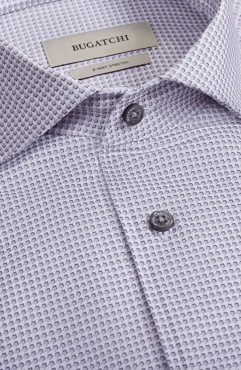 Bugatchi Devon OoohCotton<sup>®</sup> Optical Grid Print Button-Up Shirt, Alternate, color, Platinum