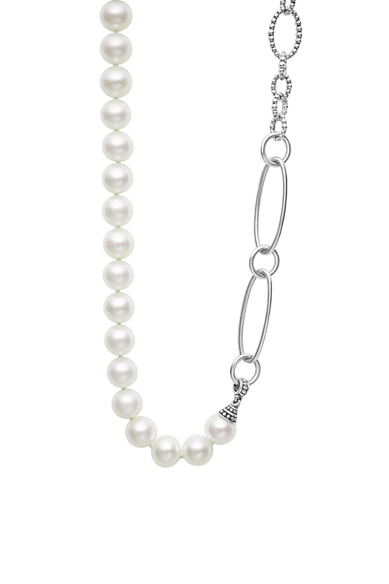Luna Split Freshwater Pearl Chain Necklace, Alternate, color, GOLD