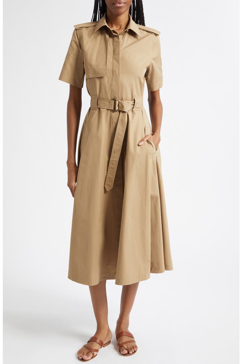 Tanya Belted Cotton Poplin Midi Shirtdress, Main, color, PUDDLE