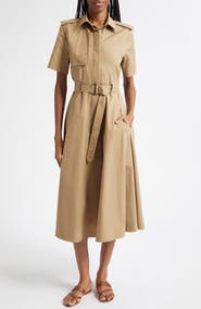 Burberry Tanya Belted Cotton Poplin Midi Shirtdress