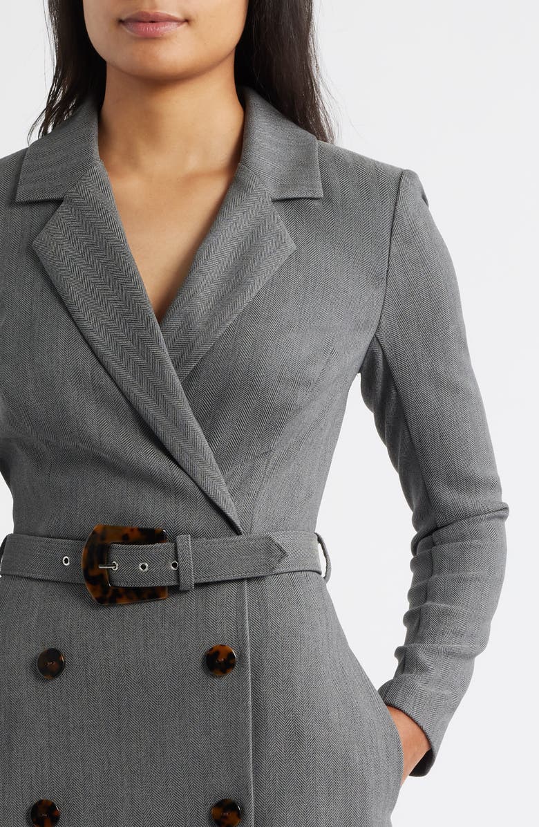 Eliza J Long Sleeve Blazer Dress, Alternate, color, Grey