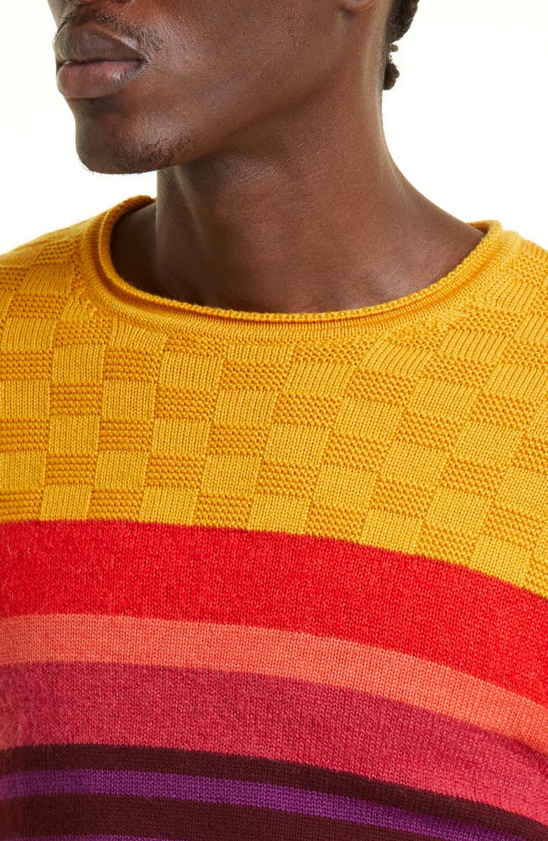 Wales Bonner Crescendo Stripe Crewneck Merino Wool & Mohair Blend Sweater, Alternate, color,