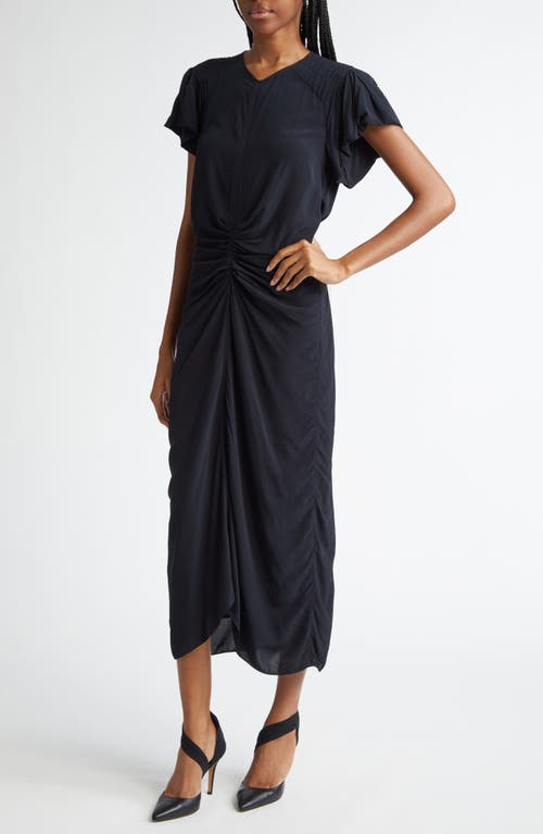 ISABEL MARANT ISABEL MARANT TERENA RUCHED CAP SLEEVE MIDI DRESS