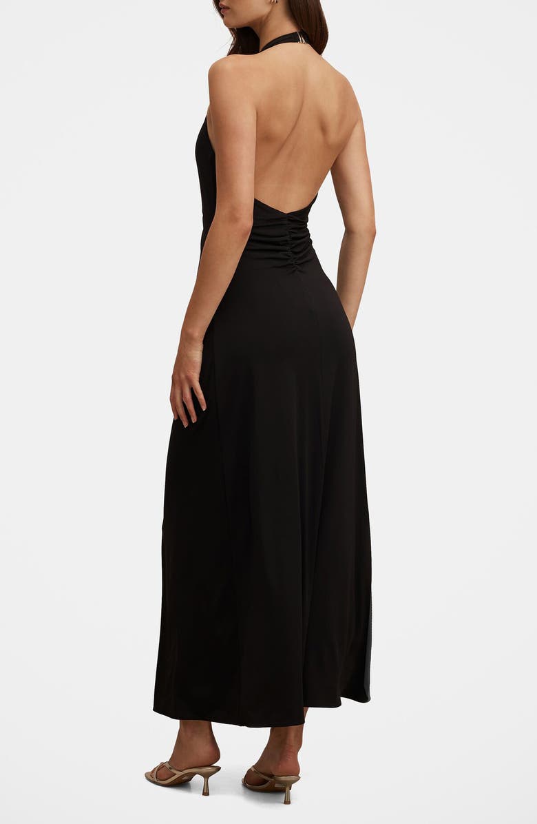 Ever New Behati Jersey Midi Halter Dress, Alternate, color, Black