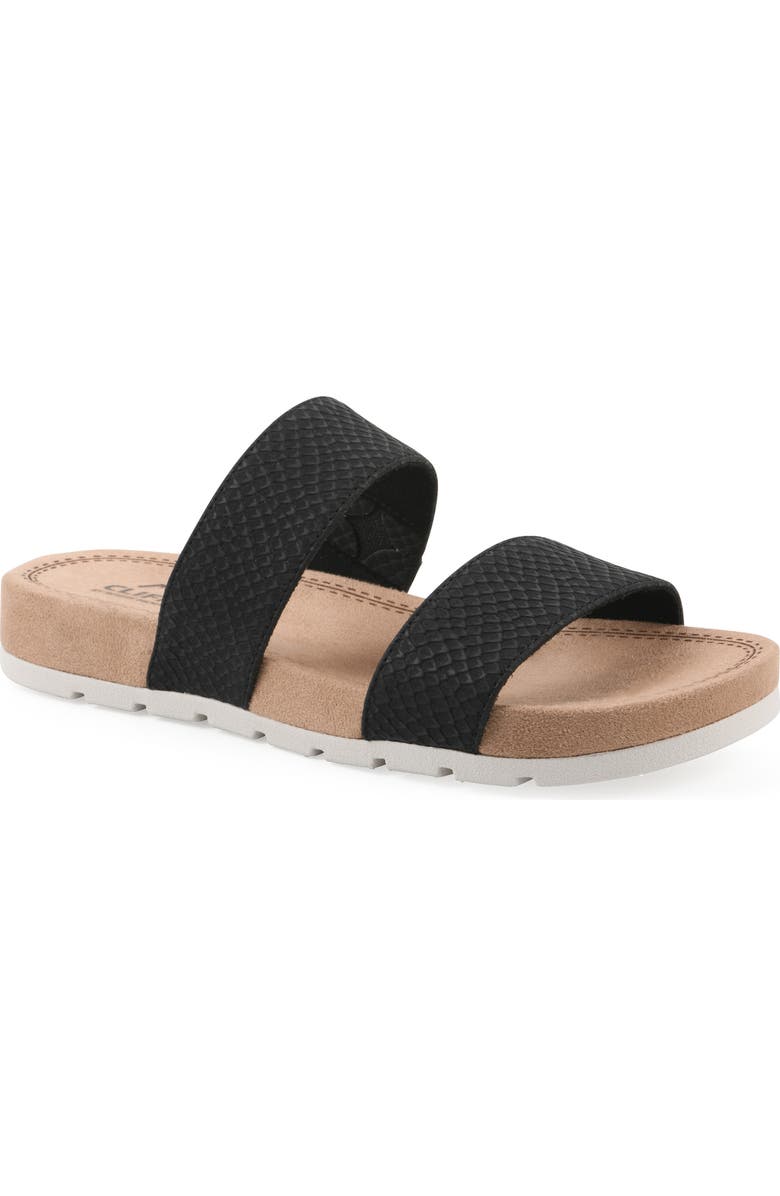 CLIFFS BY WHITE MOUNTAIN Tahlie Slide Sandal, Main, color, Black/Es-Print