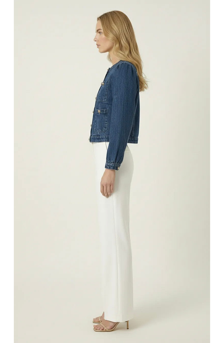 Modenaire Button Front Utility Pocket Denim Jacket, Alternate, color, Dark Indigo Blue