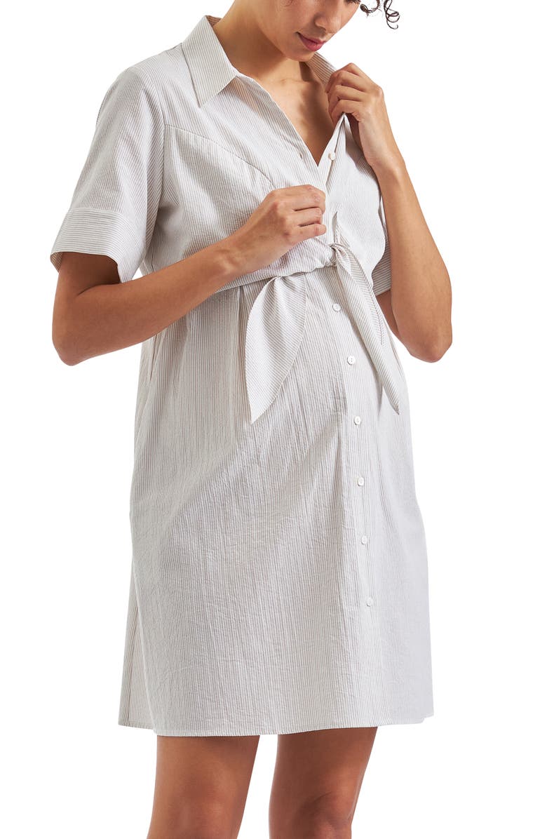 Ripe Maternity Bronte Tie Up Dress, Alternate, color, Natural /White