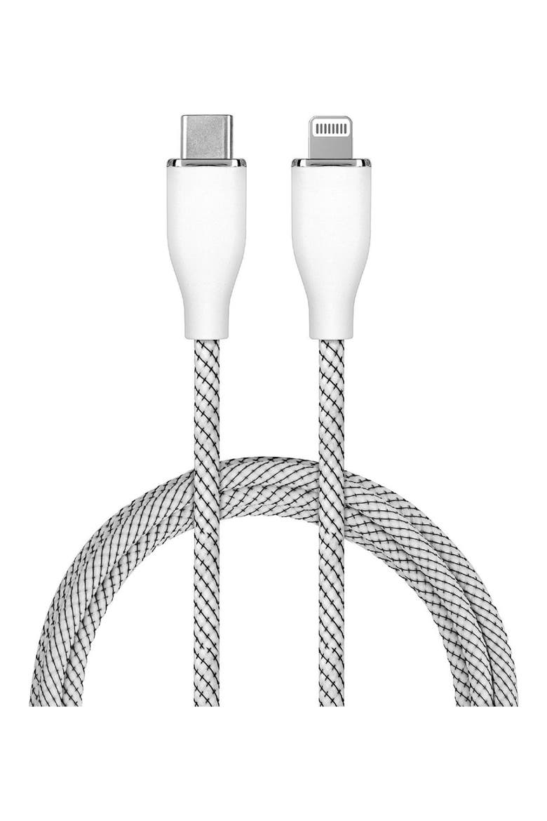 6-Foot Braided C to Lightning, Main, color, WHITE
