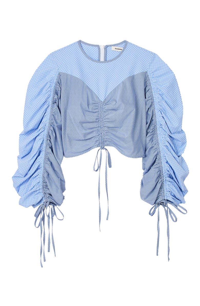 SANDRO Patterned top with drawstrings, Alternate, color, 