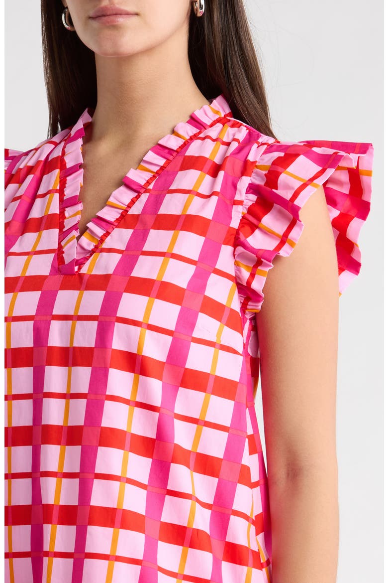 Darvy Check Shift Minidress, Alternate, color, PINKS-ORANGE