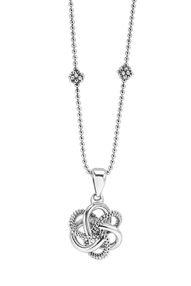 Love Knot Pendant Necklace, Main, color, STERLING SILVER