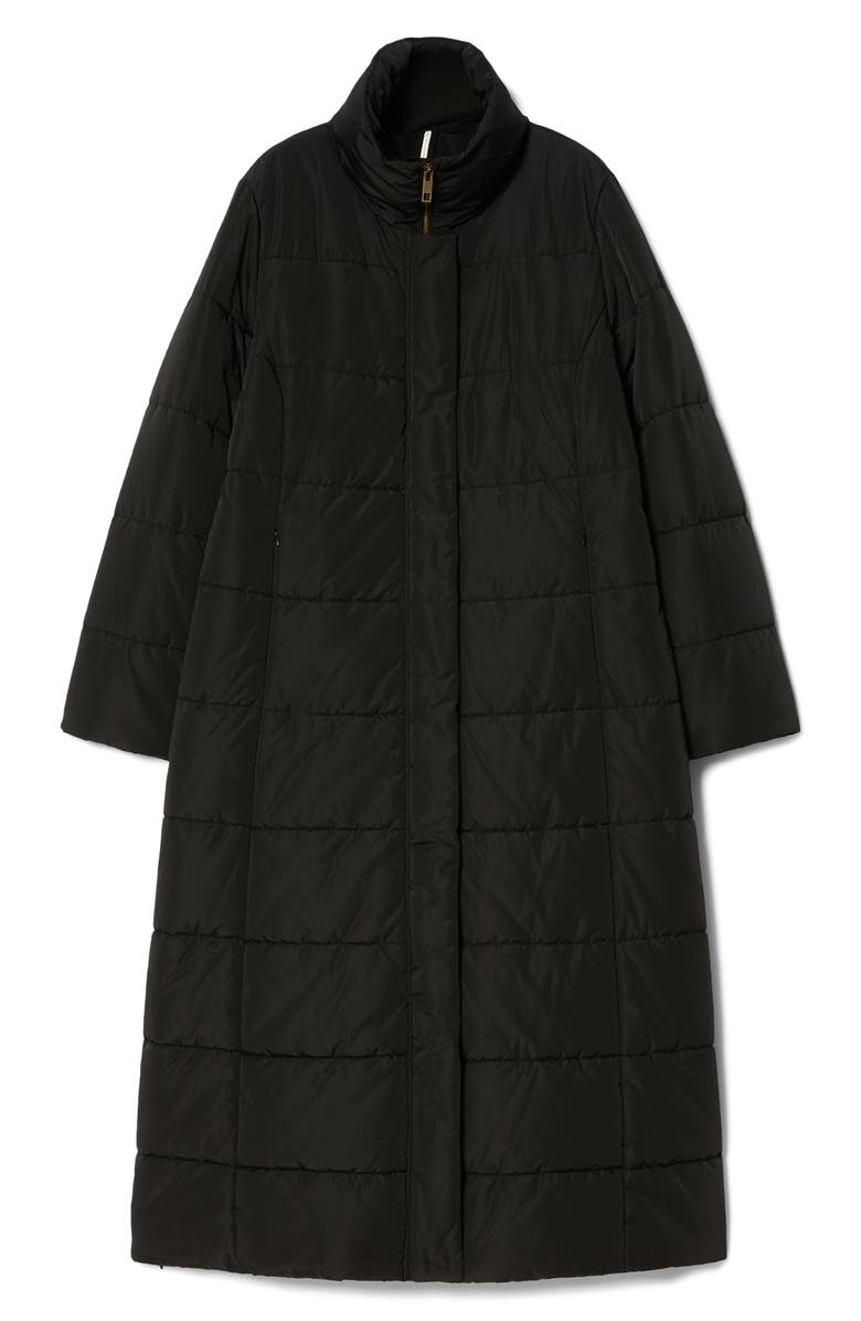 Marina Rinaldi Quark Water Repellent Quilted Coat, Alternate, color, Black