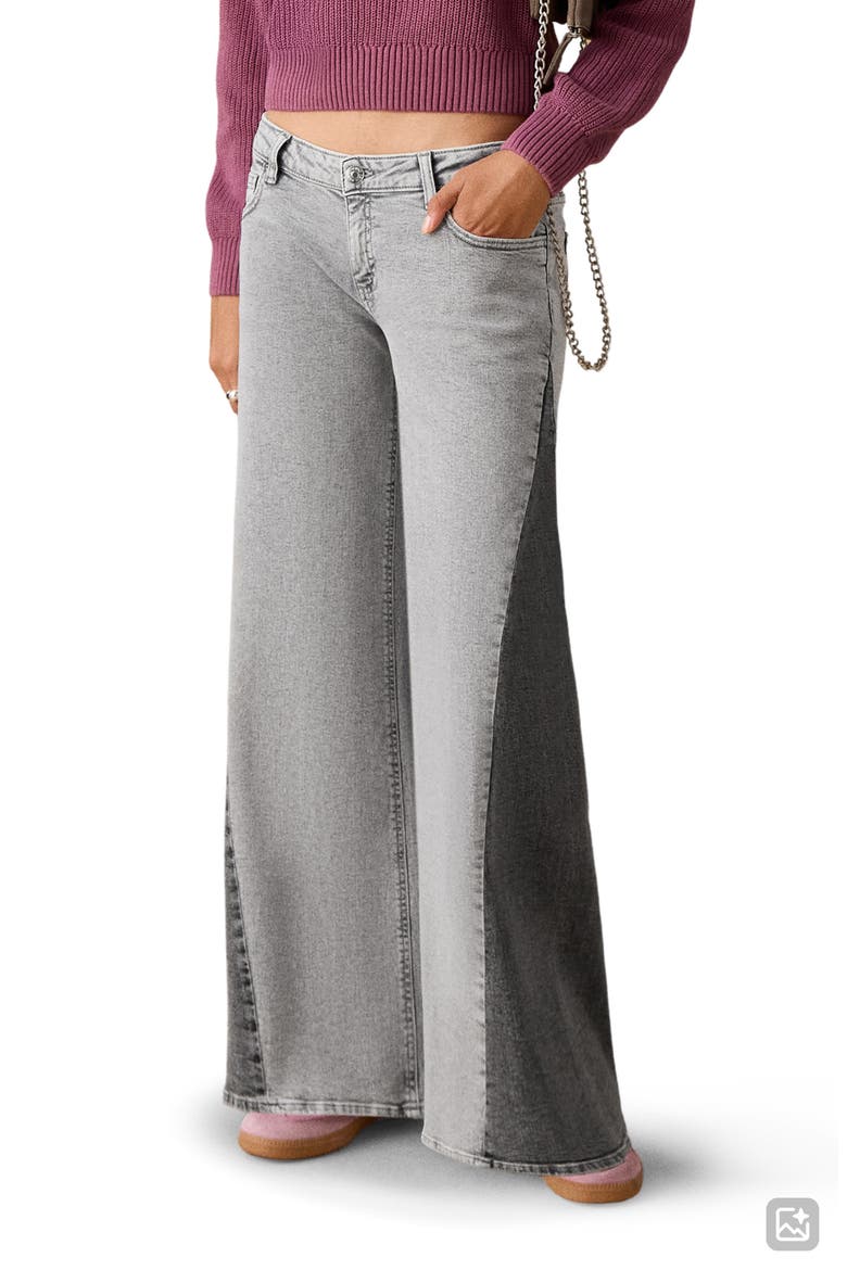 Two-Tone Low Rise Wide Leg Jeans, Main, color, DENIM GREY