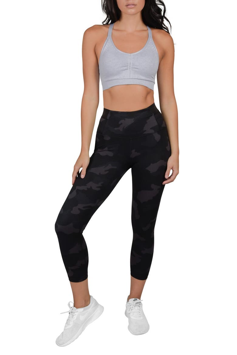 Lux Supportive Waistband Capri Leggings, Main, color, 557BK - P557 CAMO BLACK COMBO