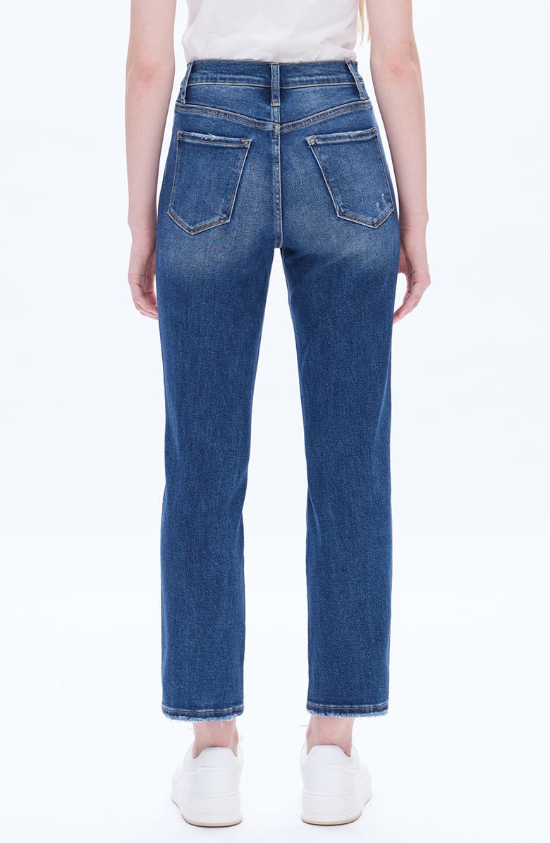 Bayeas Distressed High Waist Ankle Straight Leg Jeans, Alternate, color, Dark Blue