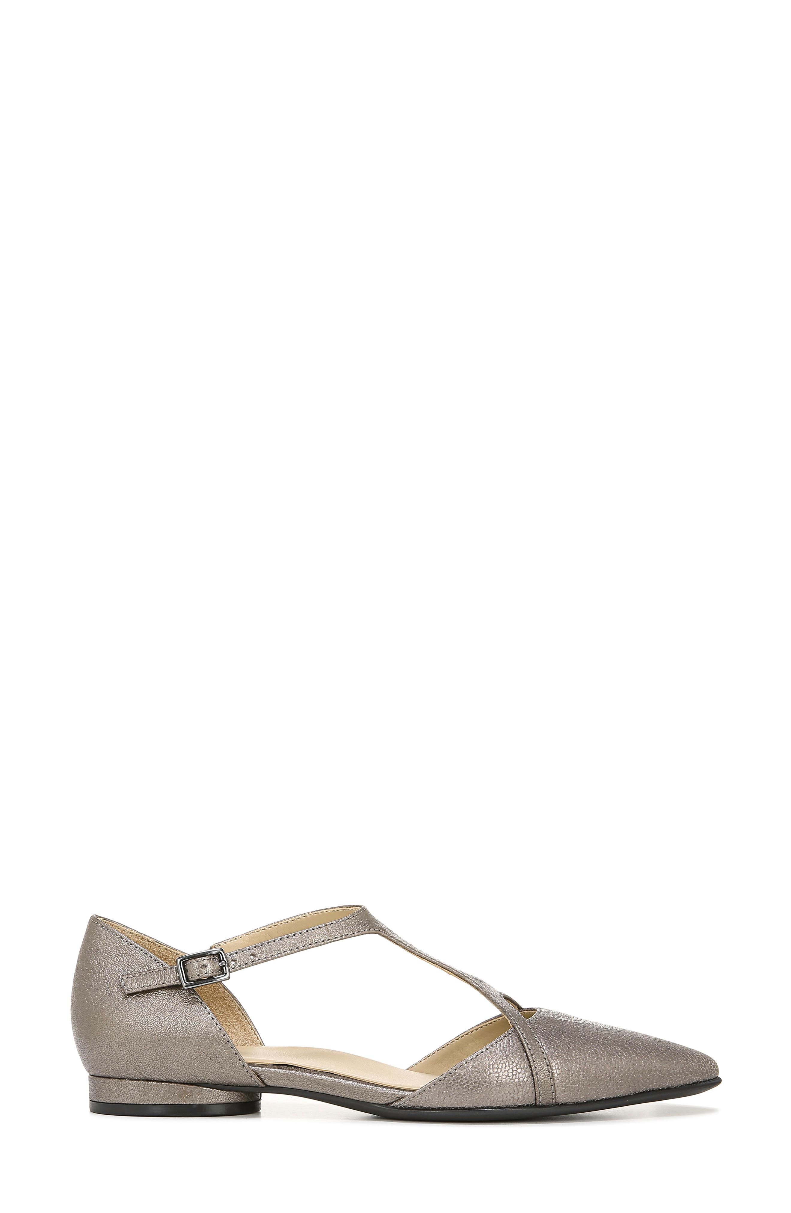 Hana Pointed Toe Flat, Alternate, color, PEWTER LEATHER
