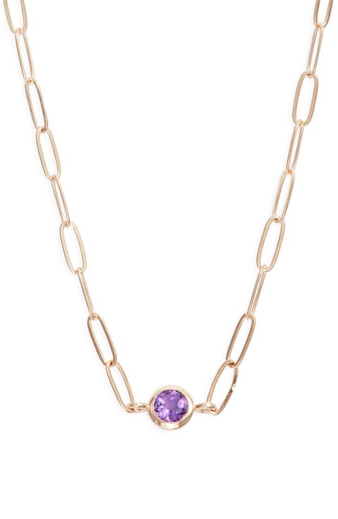 Classique Birthstone Paper Clip Chain Necklace
