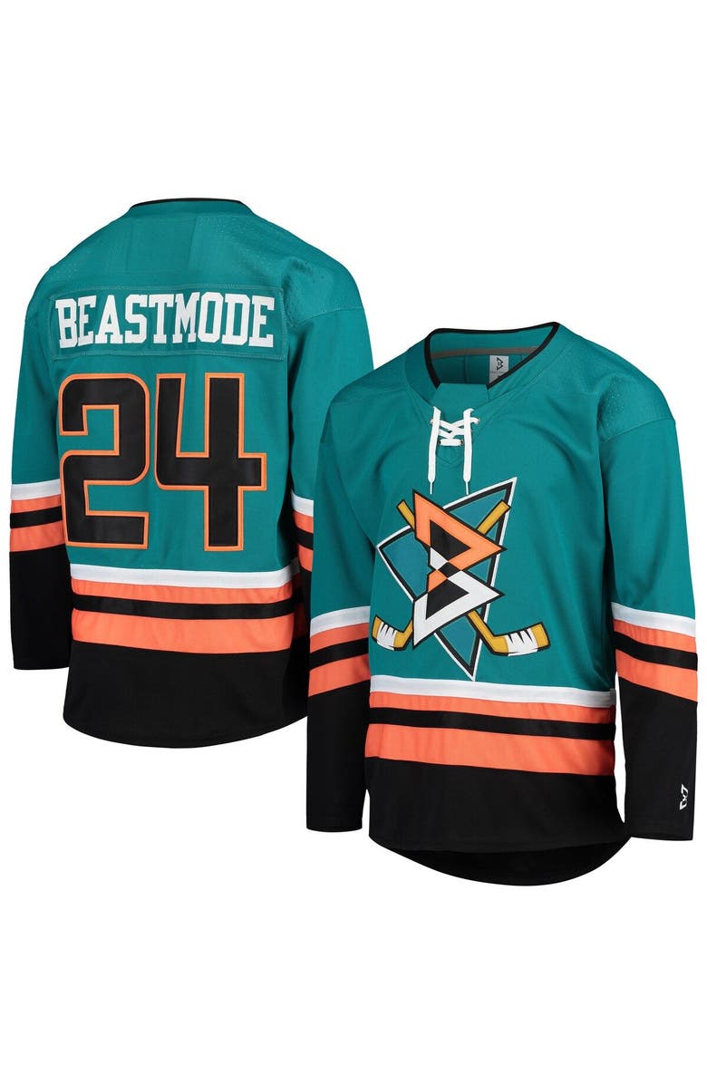 New Jersey Sets Men's #24 Teal/Black Beast Mode Hockey Jersey, Alternate, color,