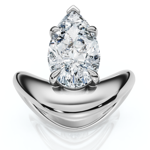 Bliss Diamond Certified 2ct Minali Curved Pear Diamond Engagement Ring 14k Gold/pt Lab Grown In Silver
