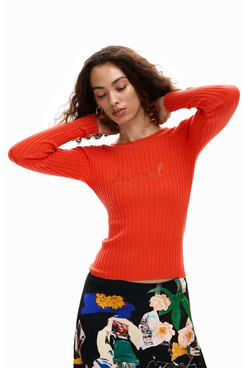 Long Sleeve Rib T-Shirt, Alternate, color, ORANGE