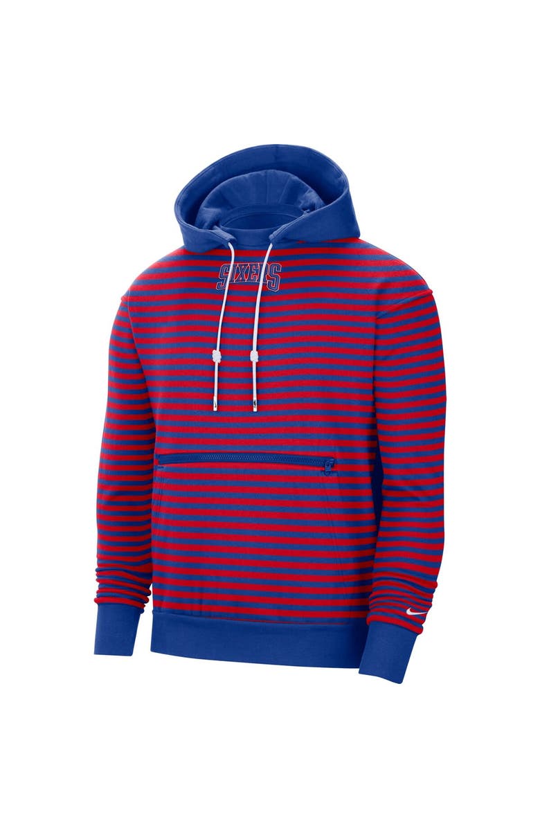 Nike Men's Nike Red/Royal Philadelphia 76ers 75th Anniversary Courtside Striped Pullover Hoodie, Alternate, color, 