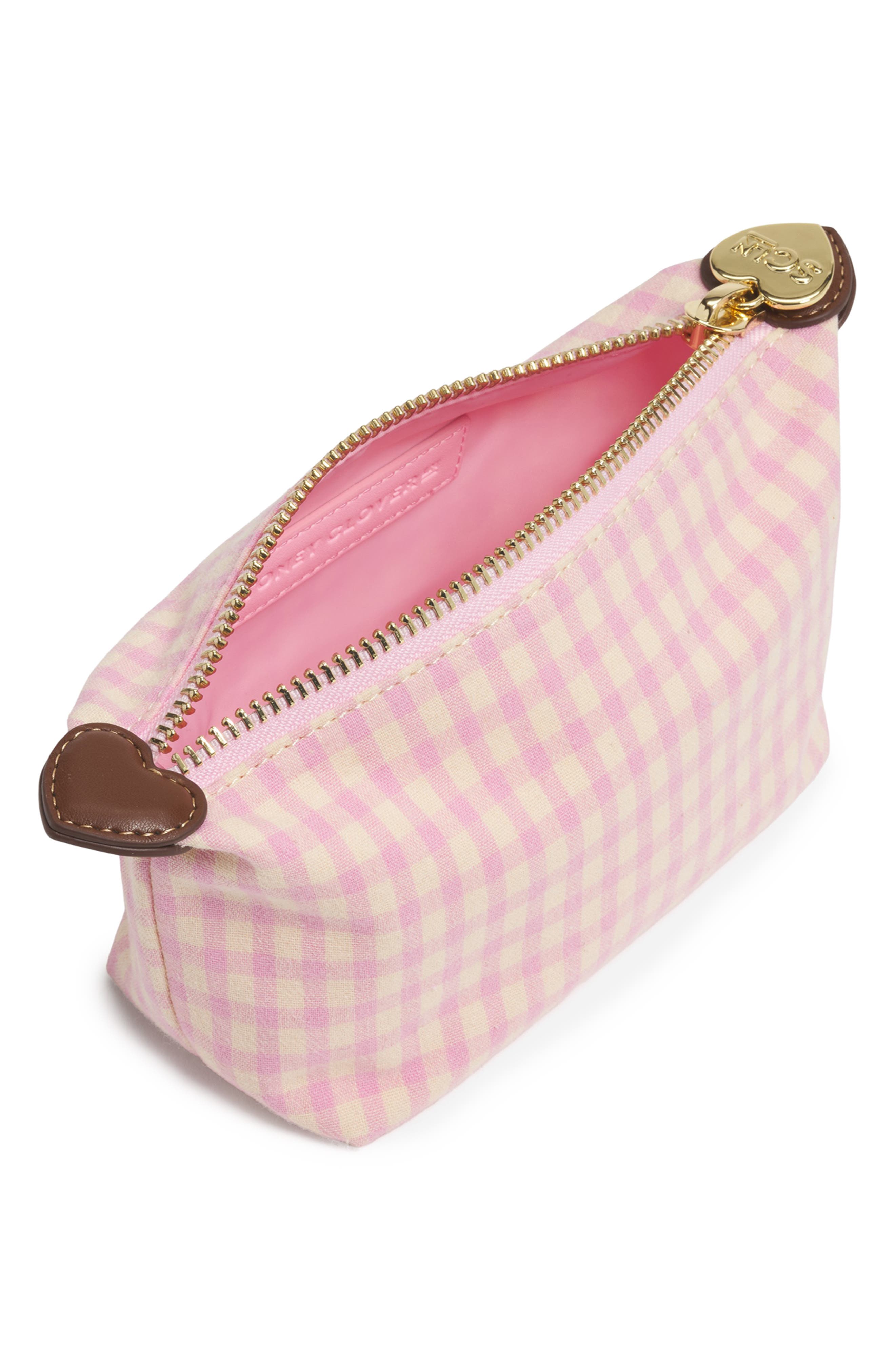 Stoney Clover Lane x Liberty Gingham Print Cotton Canvas Pouchette, Alternate, color, Rose Gingham