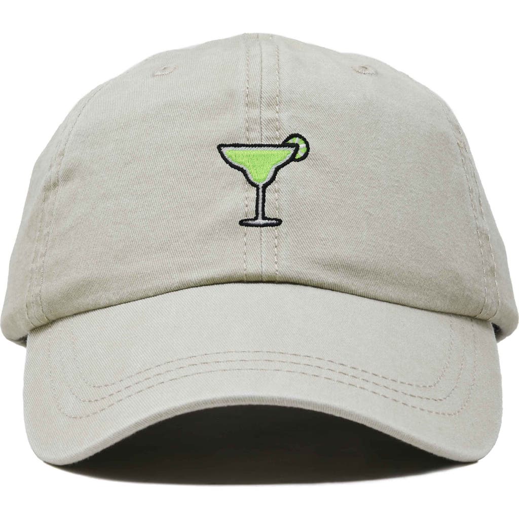 Dalix Margarita Embroidered Dad Hat In Washed Stone White
