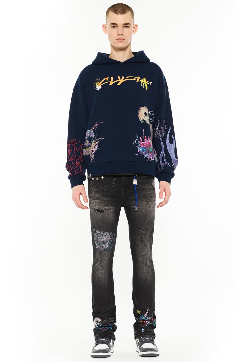 Graphic Hoodie Sweatshirt, Alternate, color, BLACK
