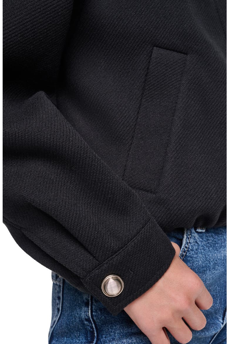 Removable Faux-Fur Collar Crop Coat, Alternate, color, BLACK