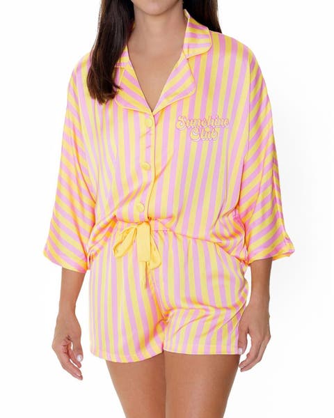 Sunshine Club Silky 3/4 Sleeve Shorts Set