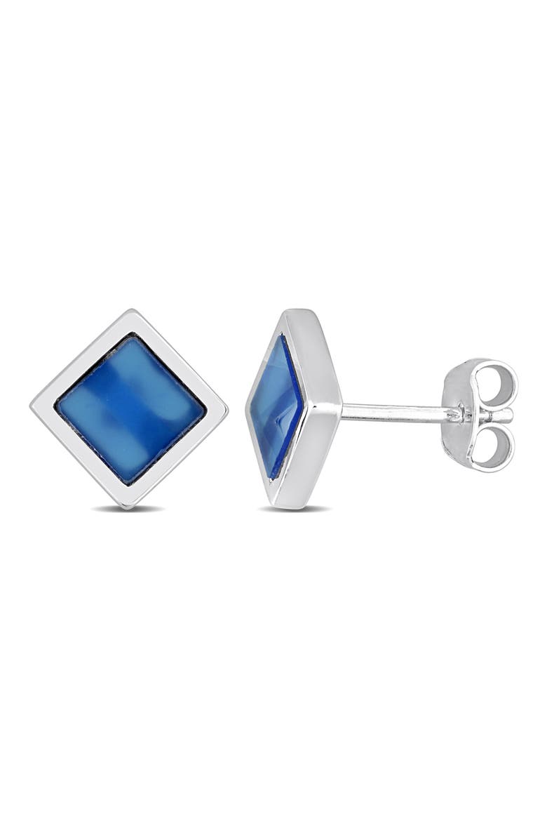 Men's Agate Stud Earrings, Main, color, BLUE