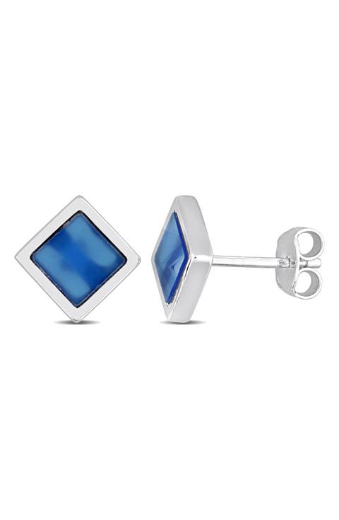 Men's Agate Stud Earrings
