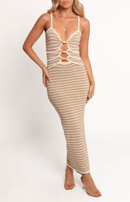 Petal & Pup Farrah Stripe Cutout Midi Dress