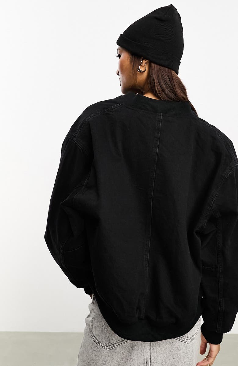 ASOS DESIGN Denim Bomber Jacket, Alternate, color,
