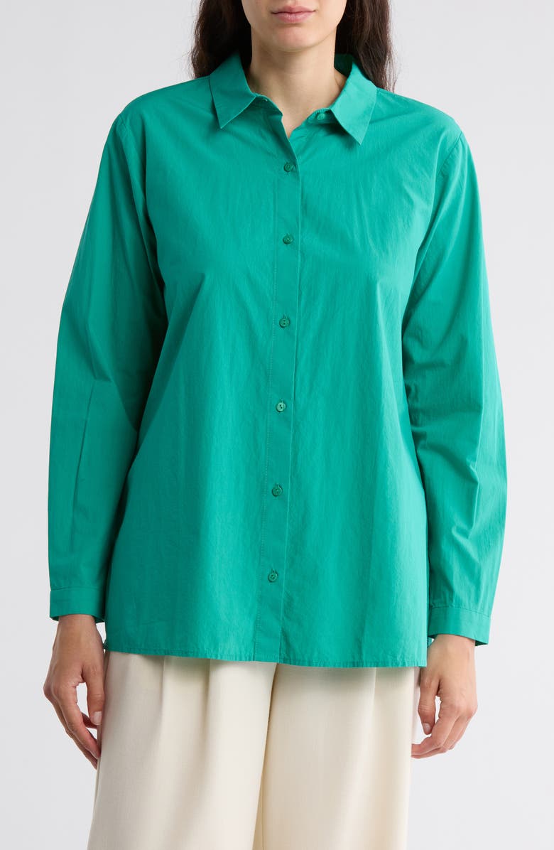 Eileen Fisher Organic Cotton Button-Up Shirt, Main, color, Sea Star