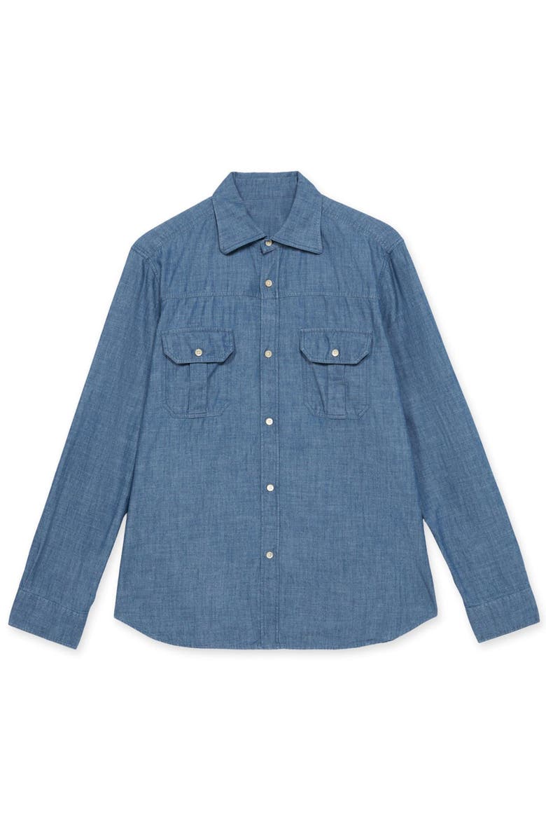 Fortela Amleto Denim Shirt with Patch Pockets, Main, color, Blue