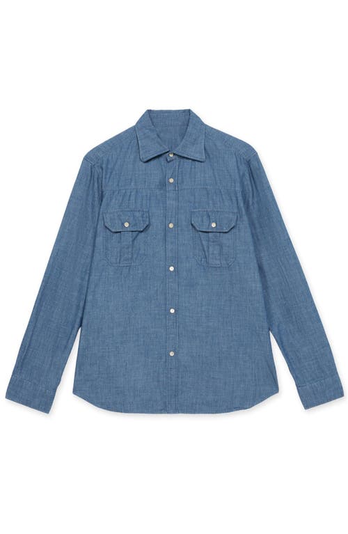 Fortela Amleto Denim Shirt With Patch Pockets In Blue