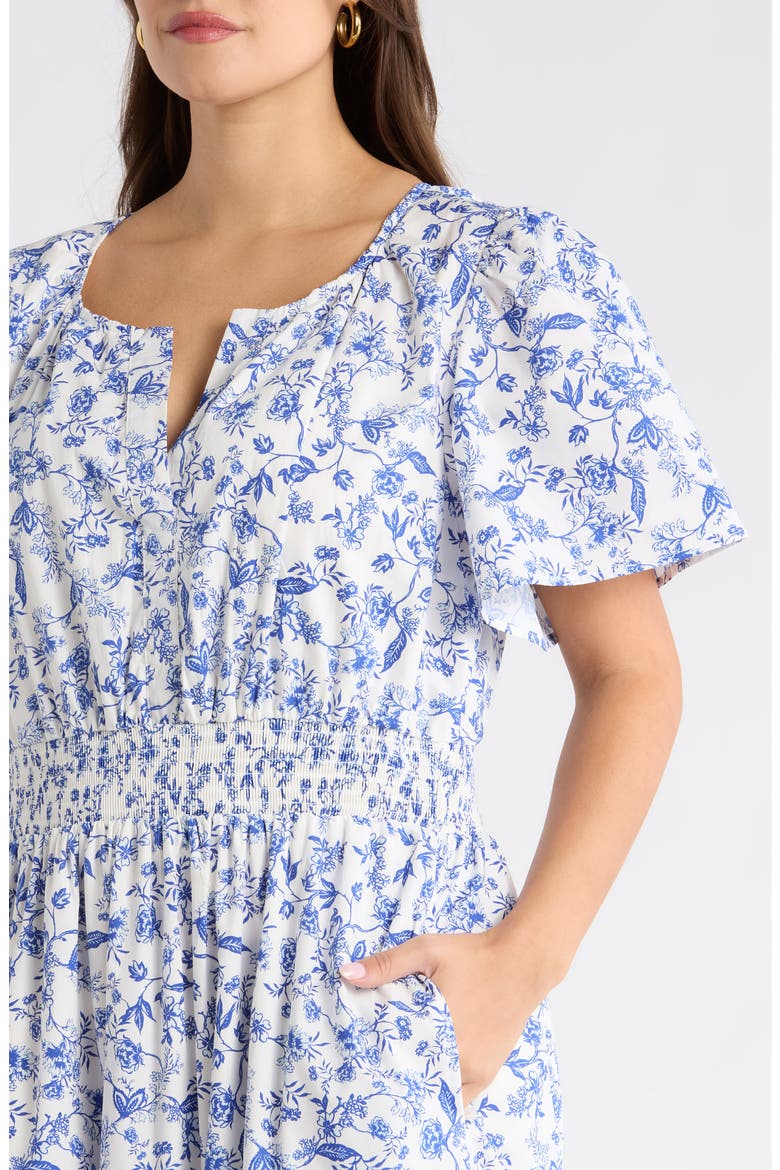Francine Toile Fabiola Ruffle Maxi Dress, Alternate, color, WHT-BLUES-MULT