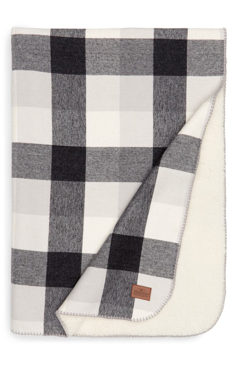Pendleton Reversible Plaid & Faux Shearling Throw Blanket, Main, color,