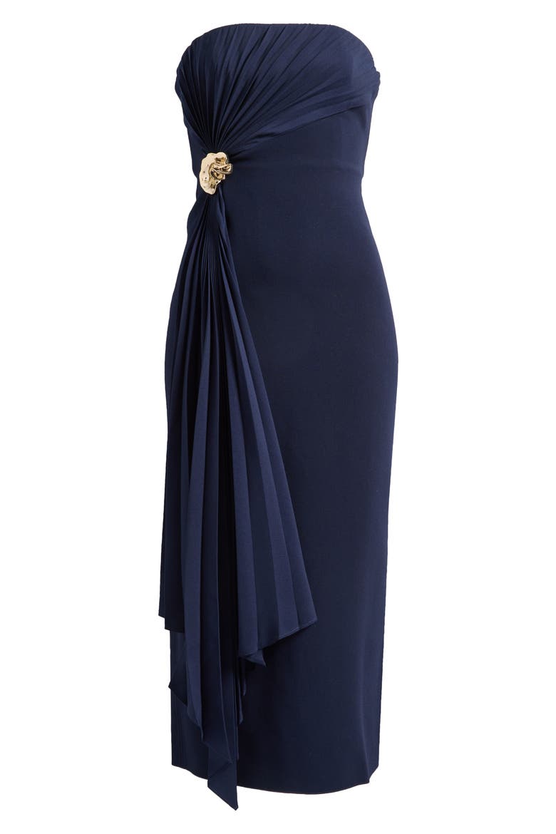 Whitnell Strapless Draped Cocktail Dress, Alternate, color, NAVY