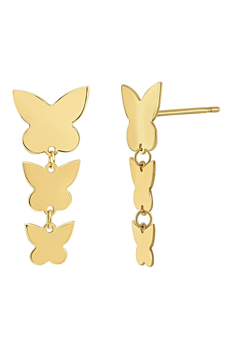 14K Gold Butterfly Drop Earrings (Nordstrom Exclusive), Main, color, 14K YELLOW GOLD