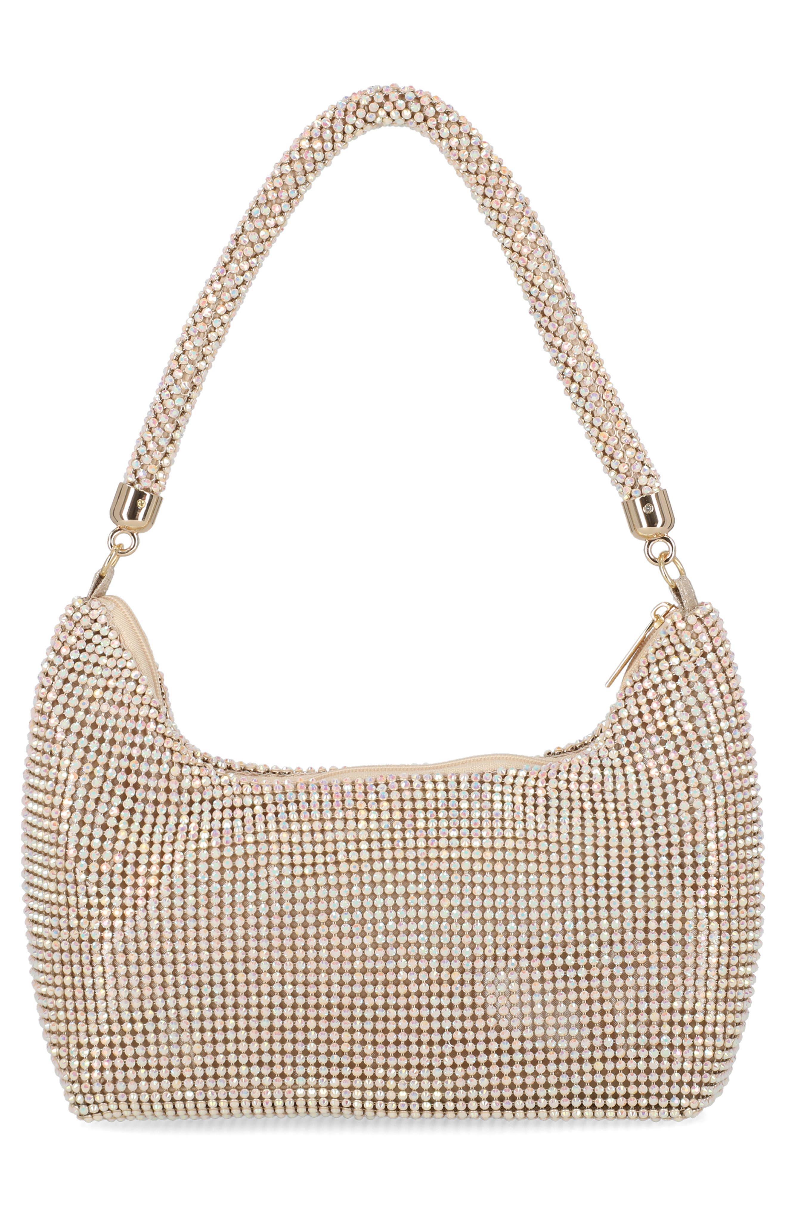 Jessica McClintock Julian Rhinestone Hobo Bag, Alternate, color, Honey