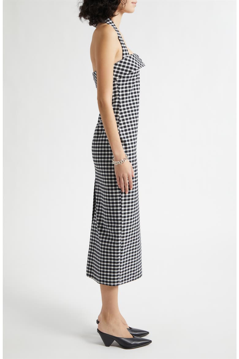 Chiara Gingham Halter Neck Pencil Dress, Alternate, color, BLACK/ WHITE