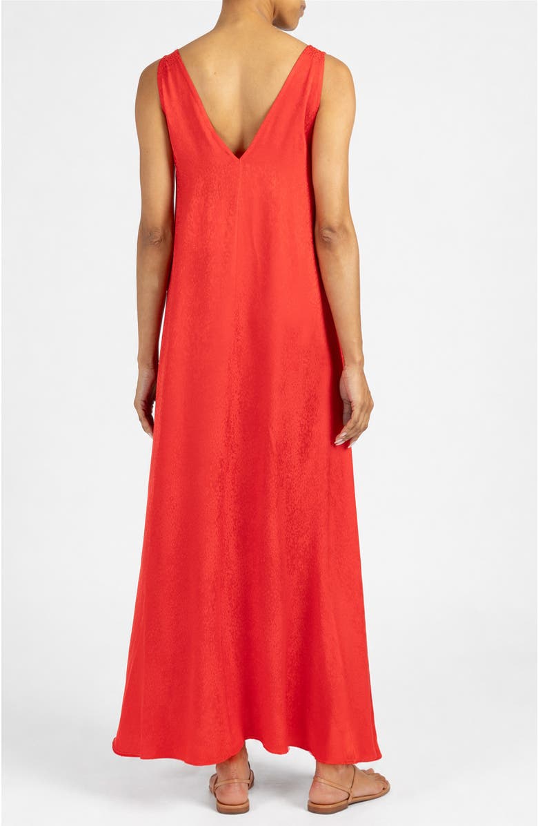 Santorelli Lucinda Relaxed Maxi Dress In Fluid Satin, Alternate, color, Chili Pepper