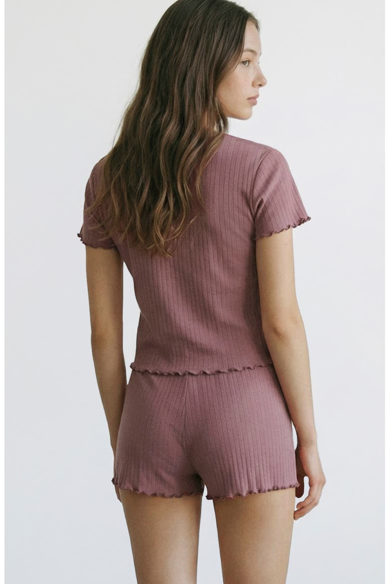 Cotton-Blend Pointelle Short Pajamas, Alternate, color, PINK
