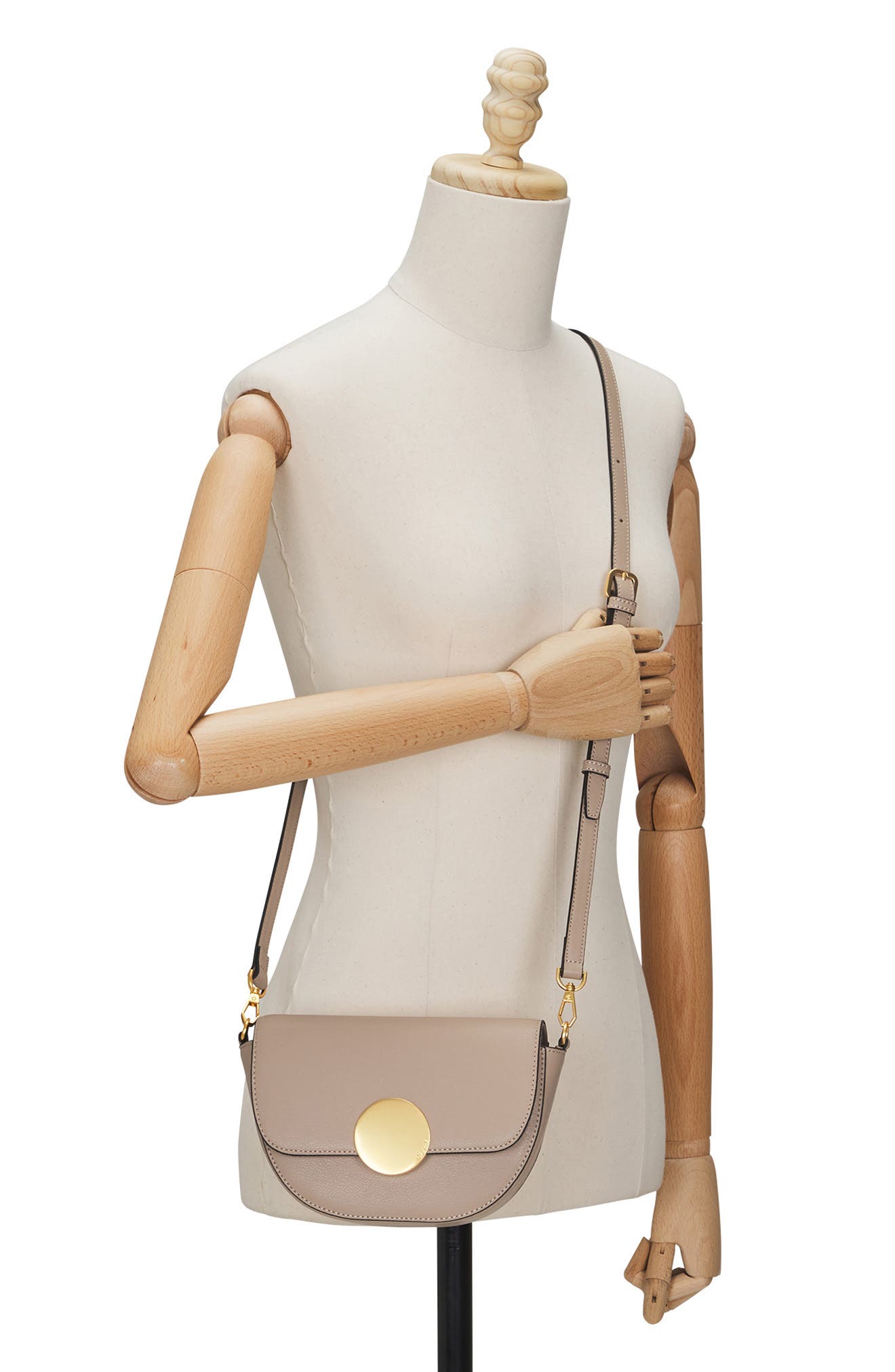 Lottie Leather Saddle Crossbody Bag, Alternate, color, TAUPE