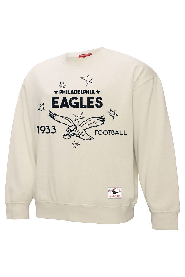 Women's Mitchell & Ness Cream Philadelphia Eagles Shooting Stars Pullover Sweatshirt, Alternate, color, Cream