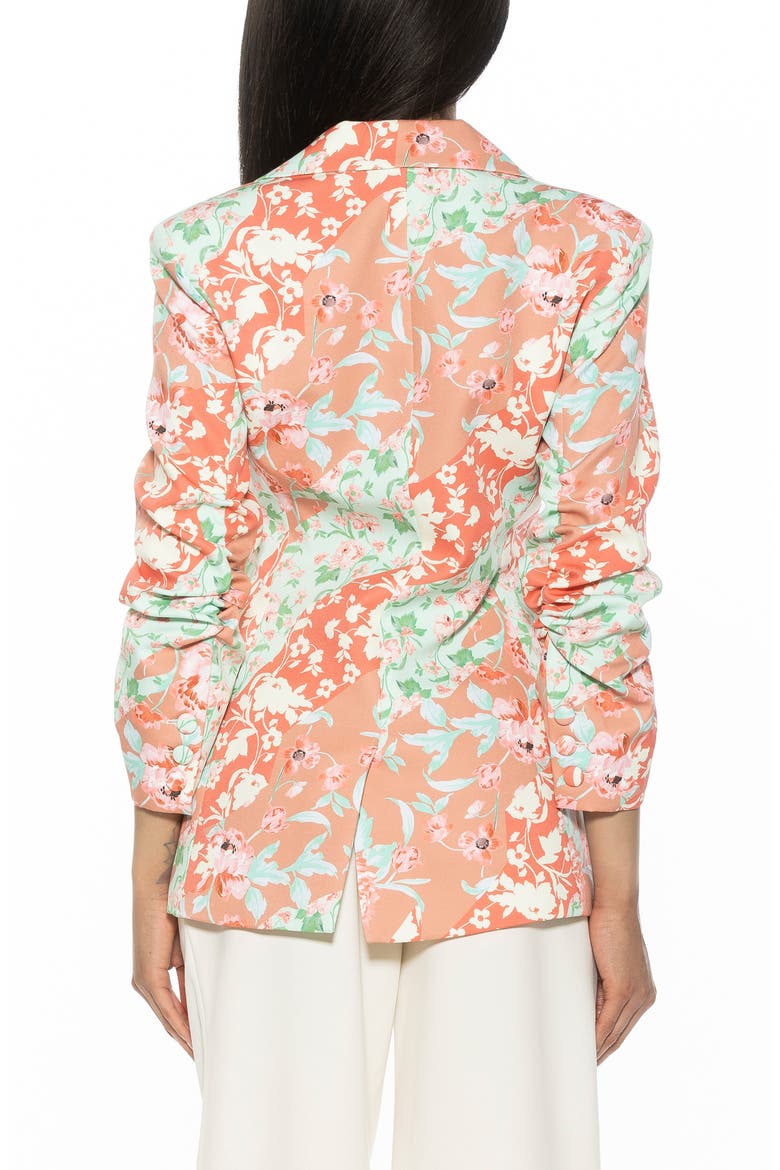 Ruched Sleeve One-Button Blazer, Alternate, color, ROSE MULTI